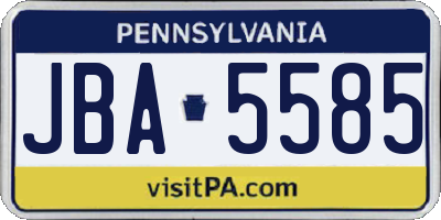 PA license plate JBA5585