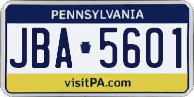 PA license plate JBA5601