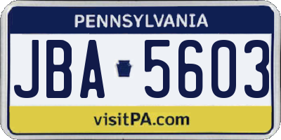 PA license plate JBA5603