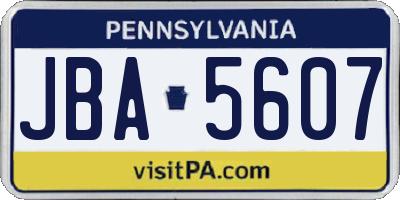 PA license plate JBA5607