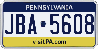 PA license plate JBA5608