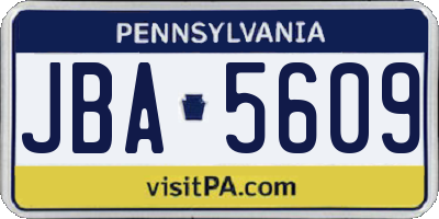 PA license plate JBA5609