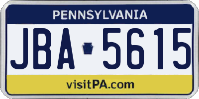 PA license plate JBA5615
