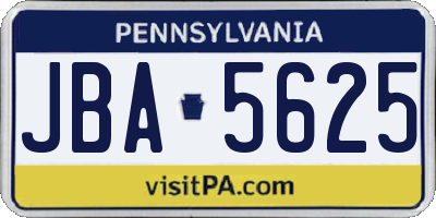 PA license plate JBA5625