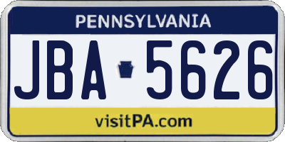 PA license plate JBA5626