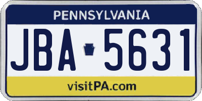 PA license plate JBA5631