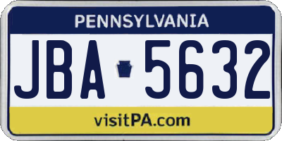 PA license plate JBA5632