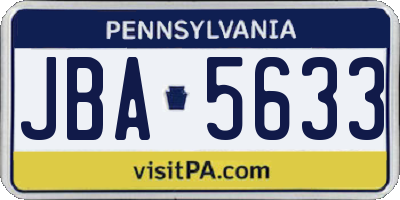 PA license plate JBA5633