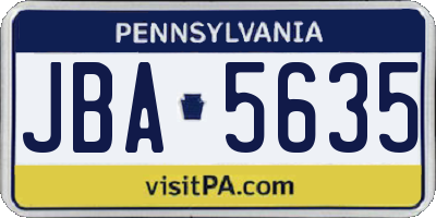 PA license plate JBA5635