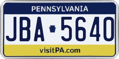 PA license plate JBA5640