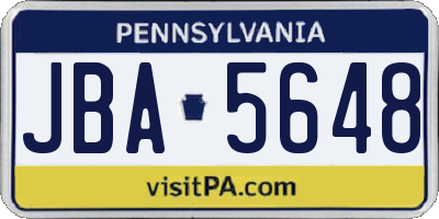 PA license plate JBA5648