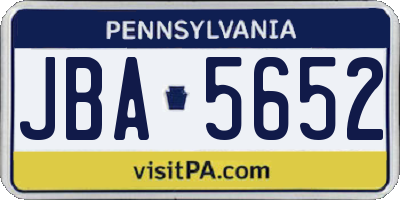 PA license plate JBA5652