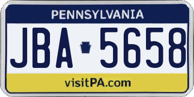 PA license plate JBA5658