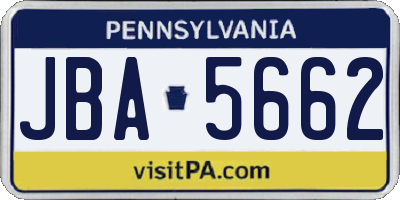 PA license plate JBA5662