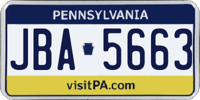 PA license plate JBA5663