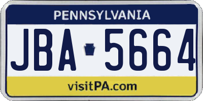 PA license plate JBA5664