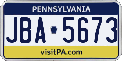 PA license plate JBA5673