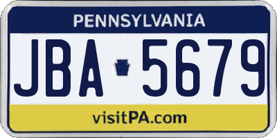 PA license plate JBA5679