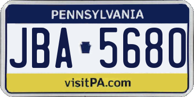 PA license plate JBA5680