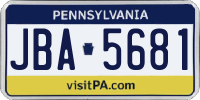 PA license plate JBA5681
