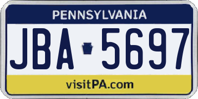 PA license plate JBA5697