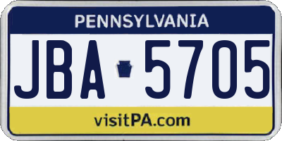 PA license plate JBA5705