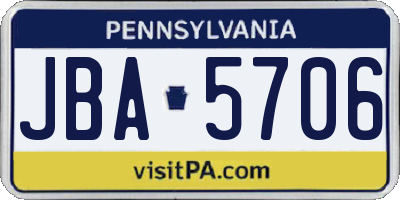 PA license plate JBA5706