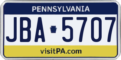 PA license plate JBA5707