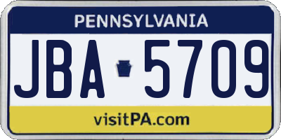PA license plate JBA5709