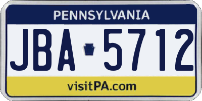 PA license plate JBA5712