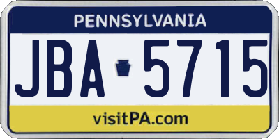PA license plate JBA5715