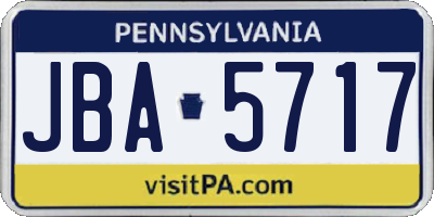PA license plate JBA5717