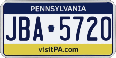 PA license plate JBA5720