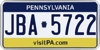 PA license plate JBA5722