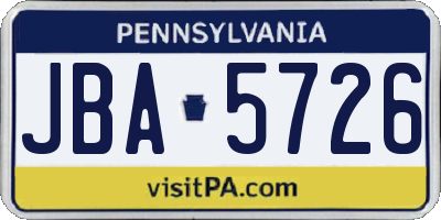 PA license plate JBA5726