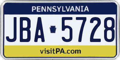 PA license plate JBA5728
