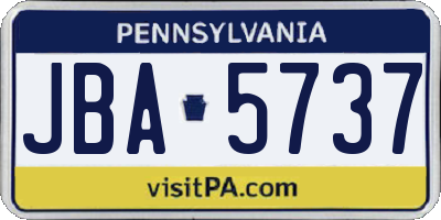 PA license plate JBA5737