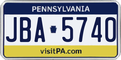 PA license plate JBA5740