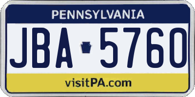 PA license plate JBA5760