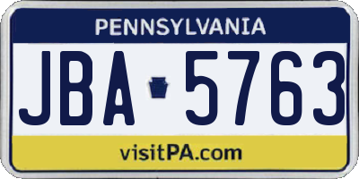PA license plate JBA5763
