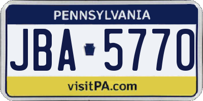 PA license plate JBA5770