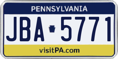 PA license plate JBA5771