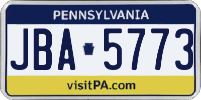 PA license plate JBA5773