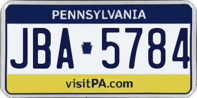 PA license plate JBA5784