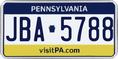 PA license plate JBA5788