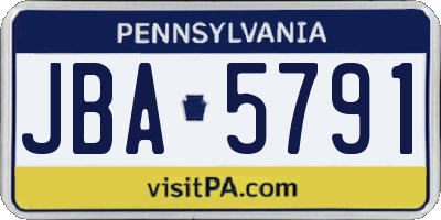 PA license plate JBA5791