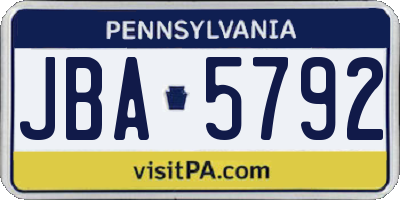 PA license plate JBA5792