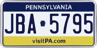 PA license plate JBA5795