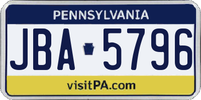 PA license plate JBA5796