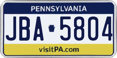 PA license plate JBA5804